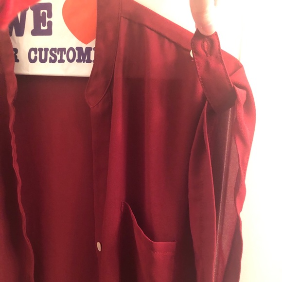 Maroon dress shirt, button up or leave open - Picture 3 of 4